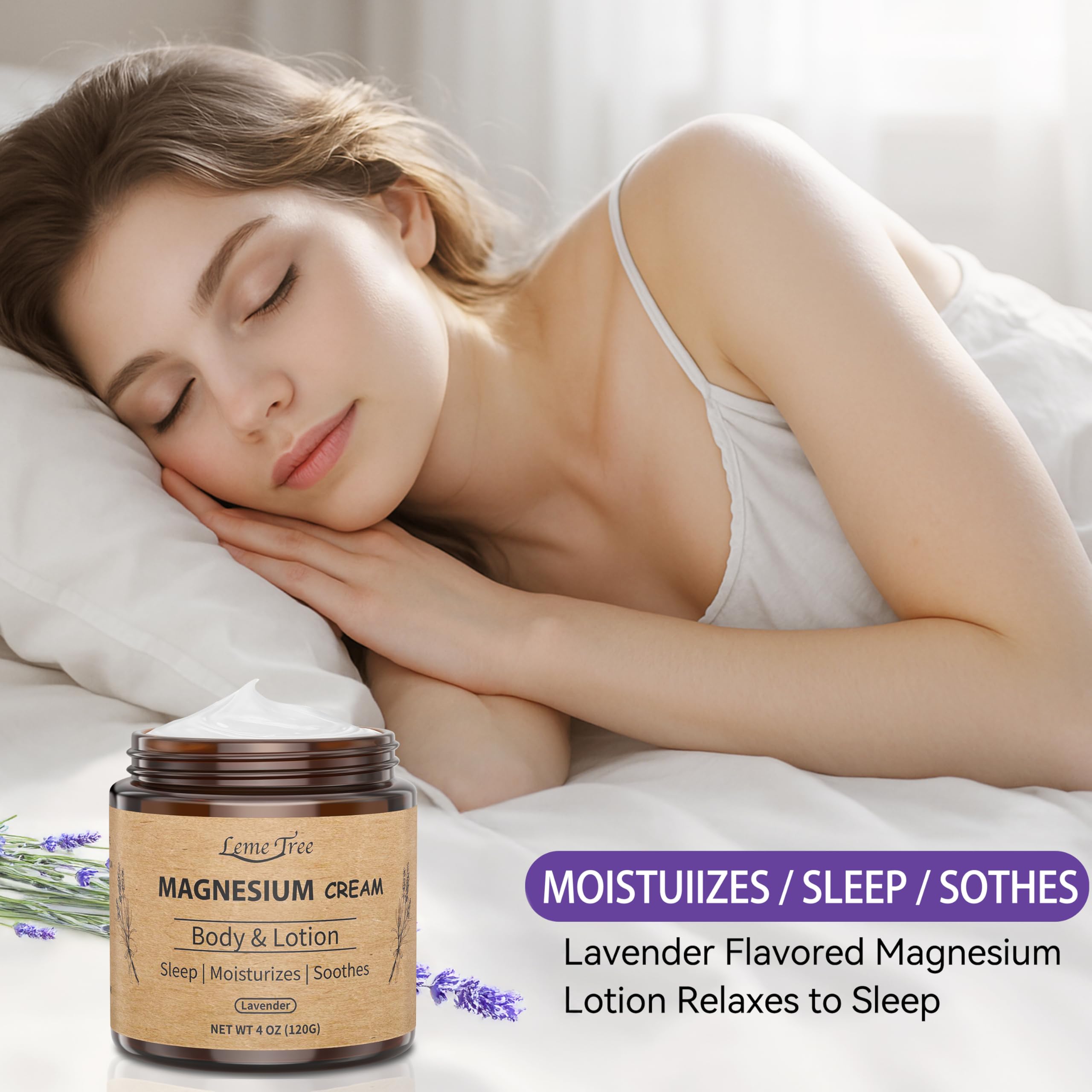 LemeTree Magnesium Cream for Sleep | Nighttime Topical Magnesium Lotion