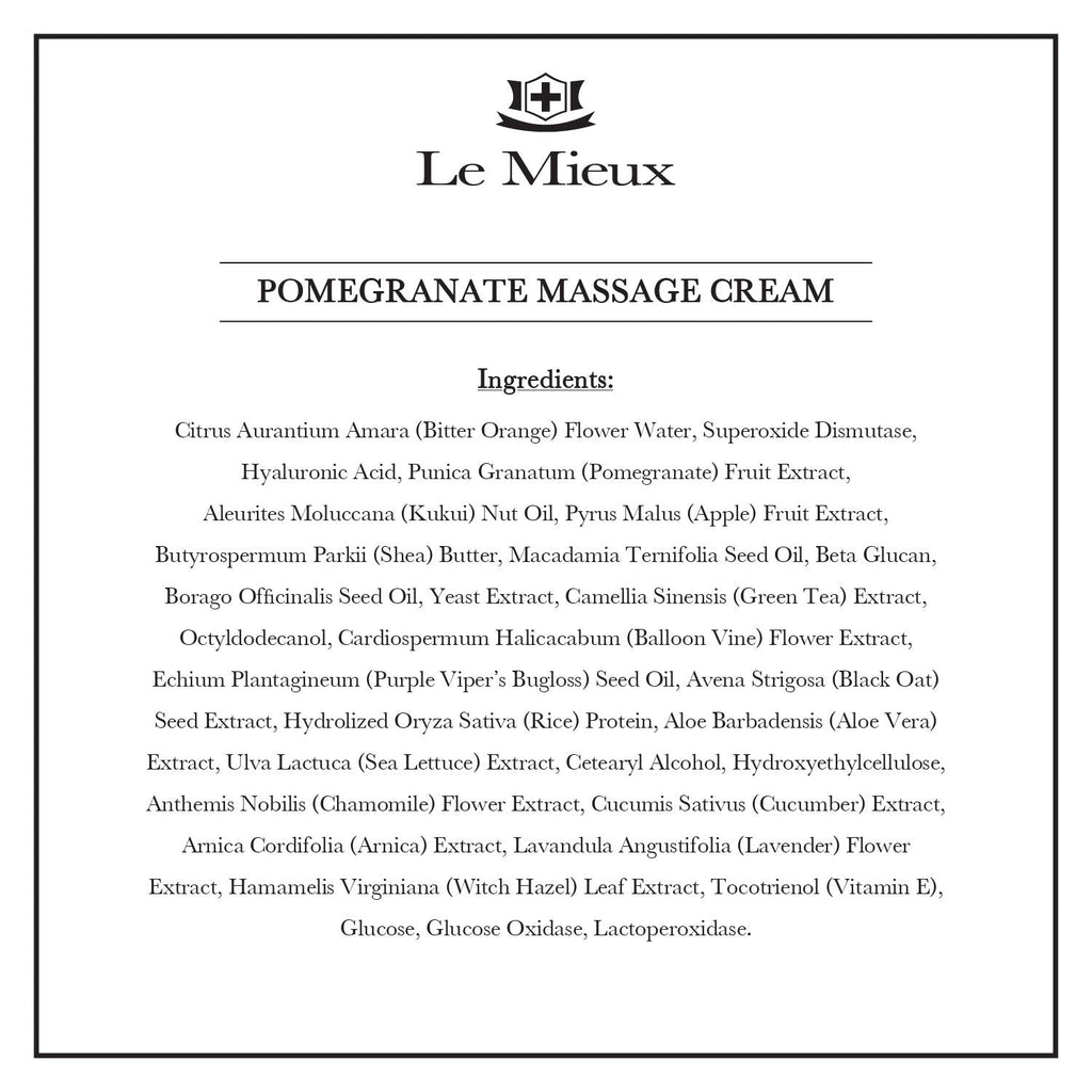 Le Mieux Pomegranate Massage Cream – Aromatic Neck & Face Moisturizer with Algae & Hyaluronic Acid