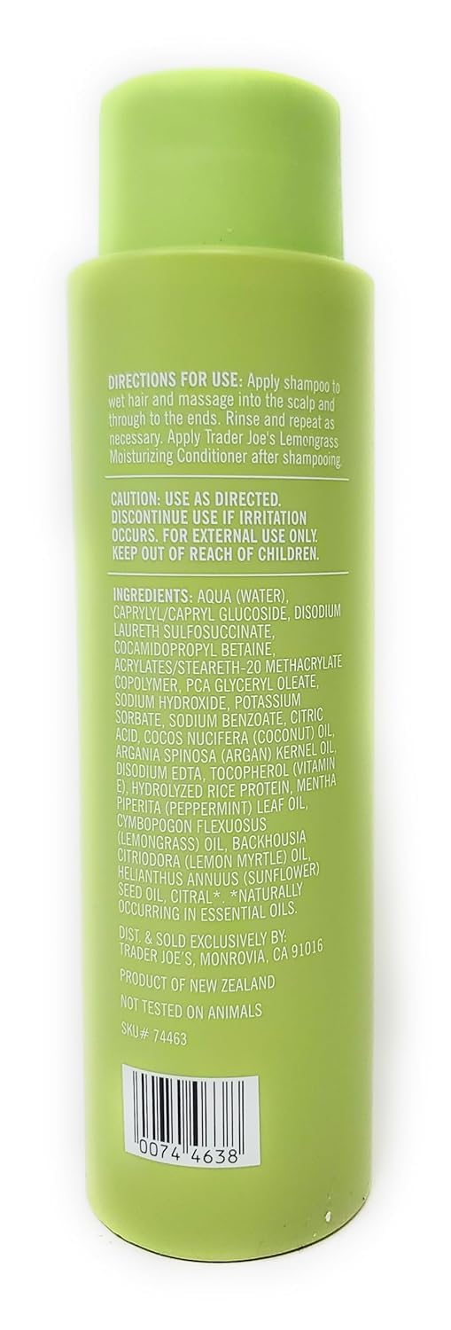 Lemongrass Moisturizing Shampoo with Argon Oil and Vitamin E – 15.2 oz / 450 ml | Pack of 1