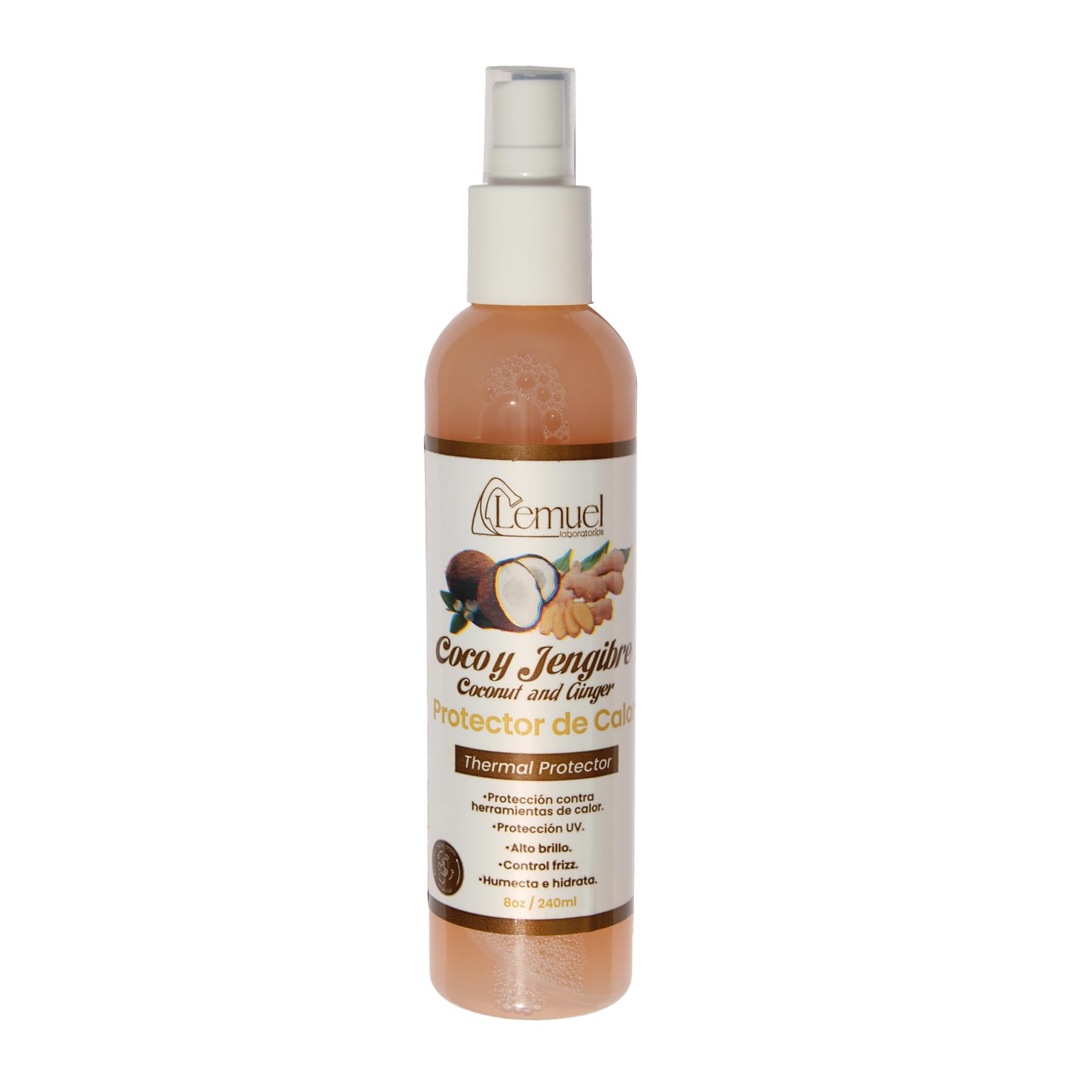 Lemuel COCO Y JENGIBRE Thermal Protector 8oz – Heat Shield for Hair, Shine & Volume