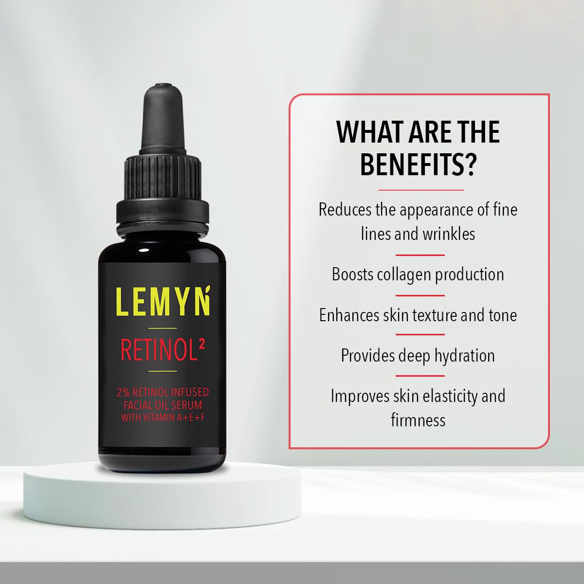 Lemyn Organics Retinol2 Facial Oil Serum – 2% Advanced Gentle Retinol, Hydration & Firming | 15ml