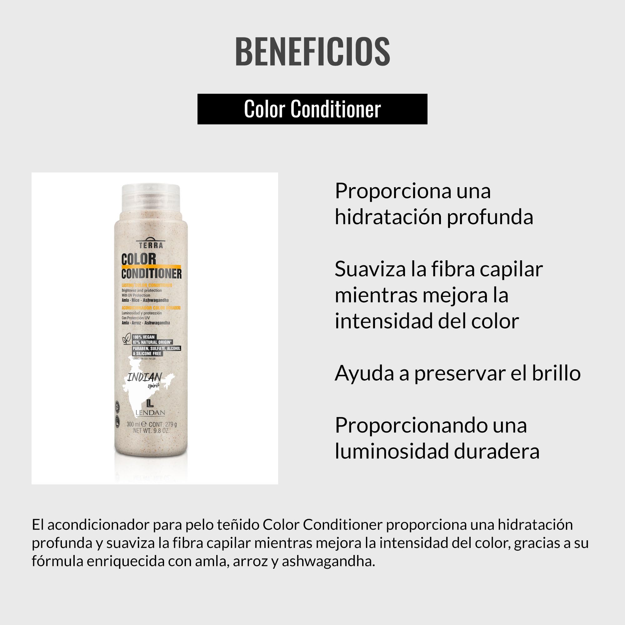 Lendan Terra Color Conditioner - Hydrates, Softens & Enhances Color for Dyed Hair | 300 ml | Vegan