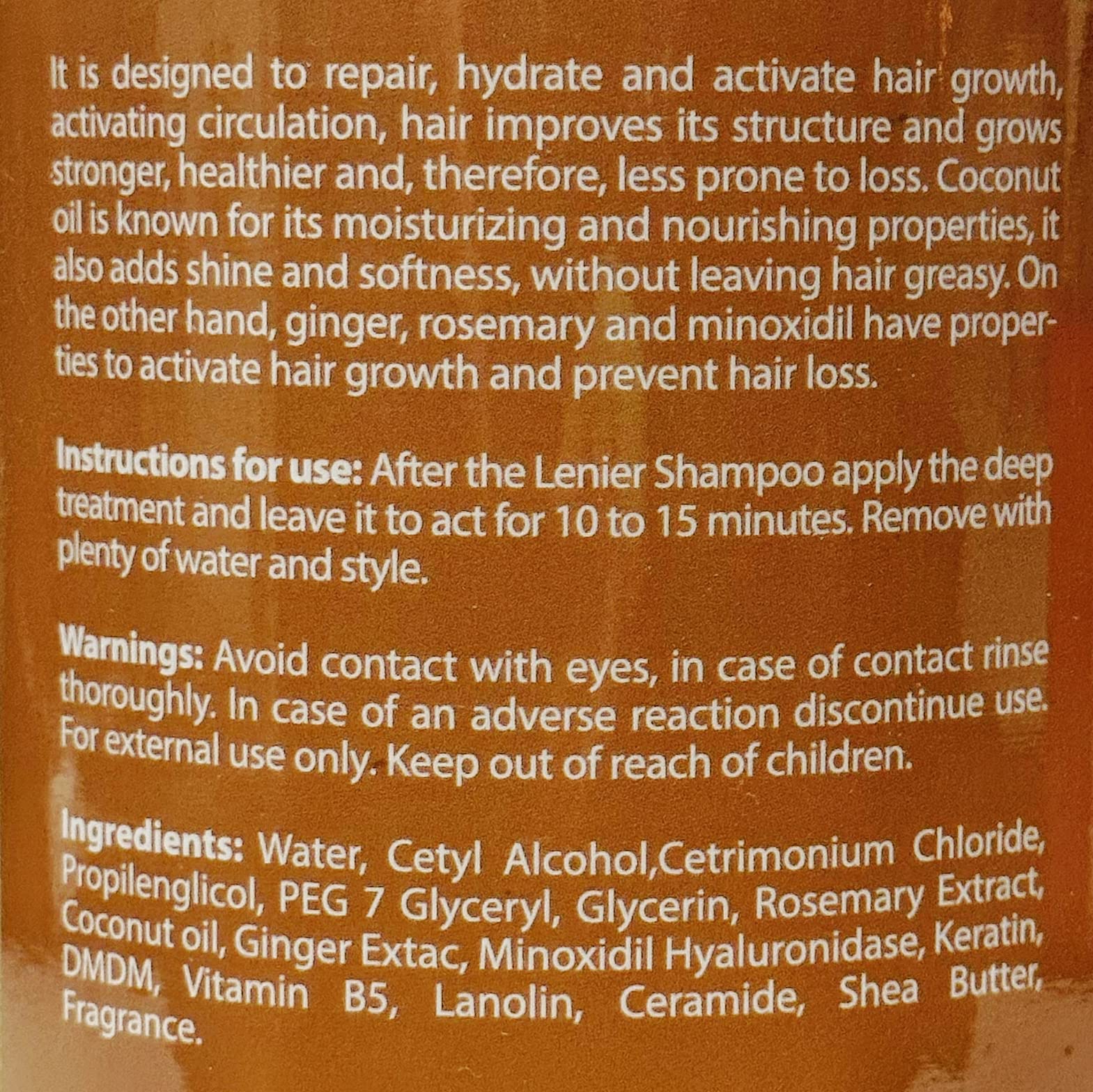 Lenier Crece Mas Treatment with Ginger, Coconut & Rosemary – 60 oz