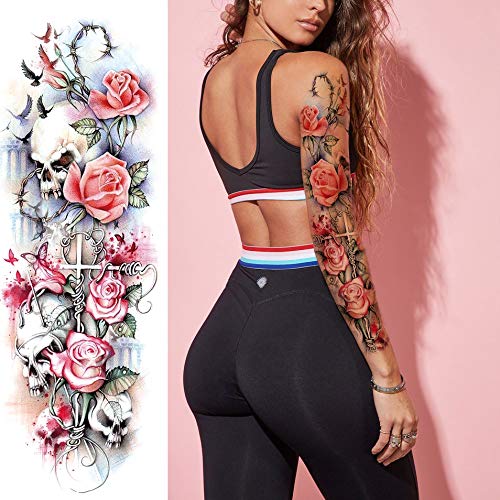 LEOARS Colorful Sleeve Tattoos – 12-Sheet Full Arm Temporary Tattoos