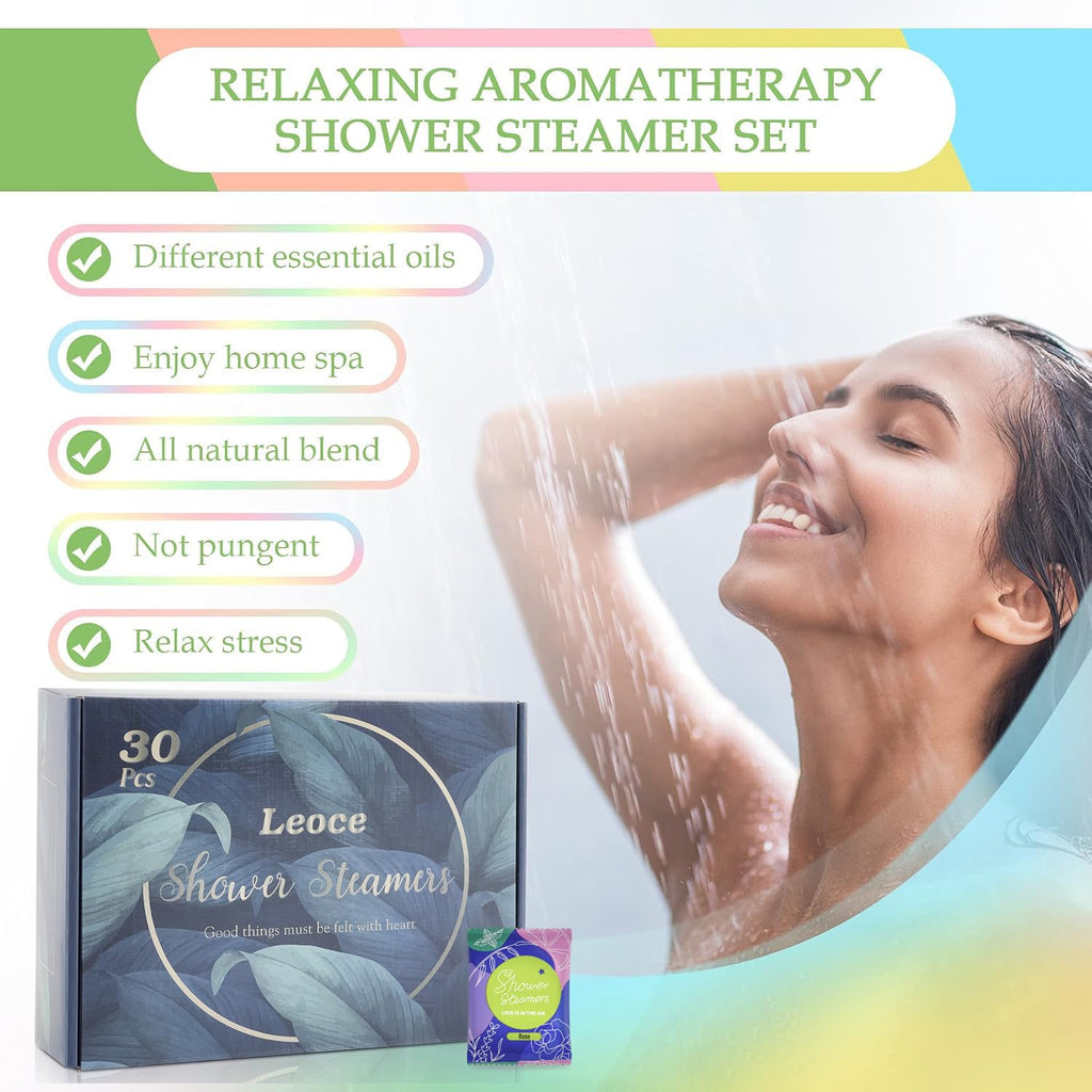 leoce Shower Steamers Aromatherapy – 30 PCS Natural Essential Oil Shower Bombs Gift Set