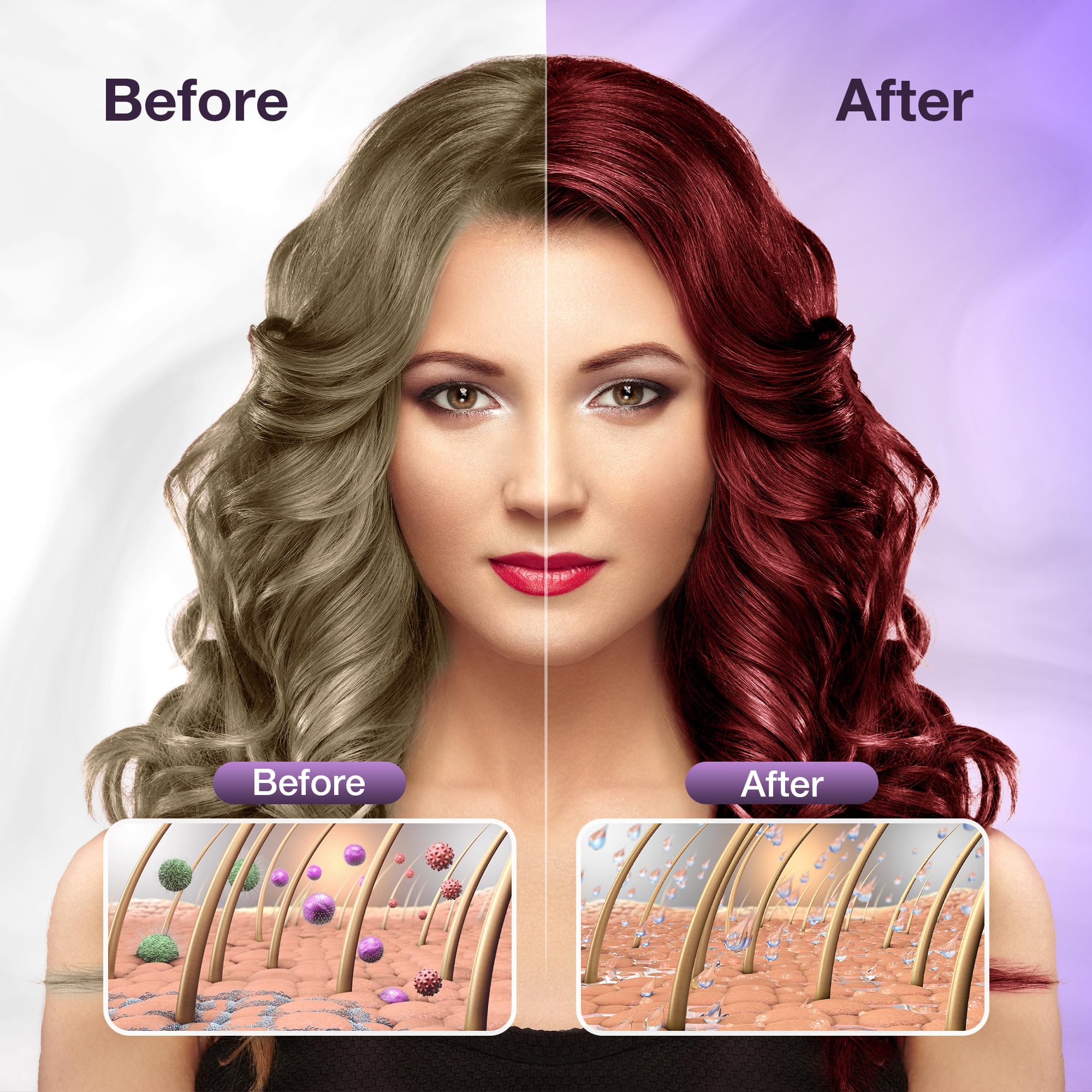 Leorx Hair Dye Shampoo 3 In 1 - Dark Wine Red | Instant Color, Gray Coverage, At-Home Salon Quality