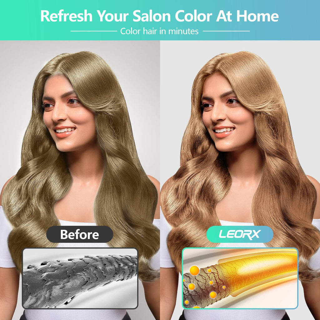 Leorx Hair Dye Shampoo 3-In-1 Blonde Brown Color – Instant Herbal Coloring