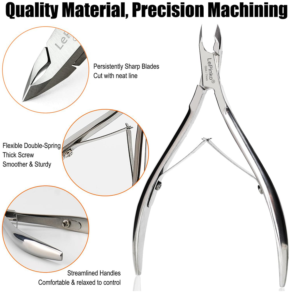 LePinko Professional Cuticle Trimmer Kit – Sharp Nail Nipper for Home Manicure