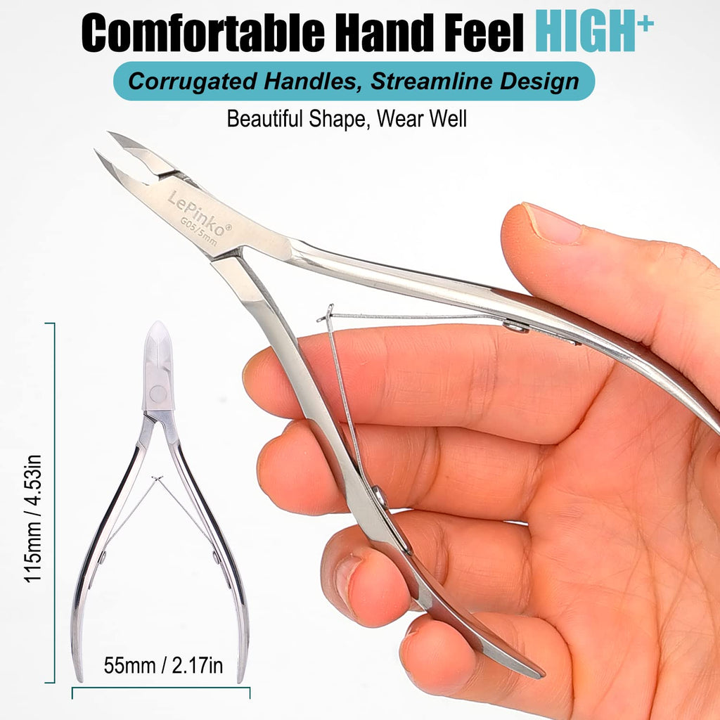 LePinko Professional Cuticle Trimmer Kit – Sharp Nail Nipper for Home Manicure