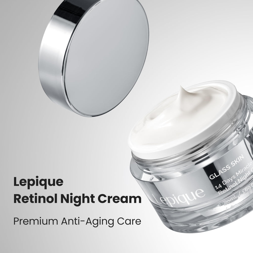 Lepique Retinol Night Cream 1.69oz – Korean Premium Overnight Repair for Face & Neck (Collagen, Centella, Hyaluronic Acid)