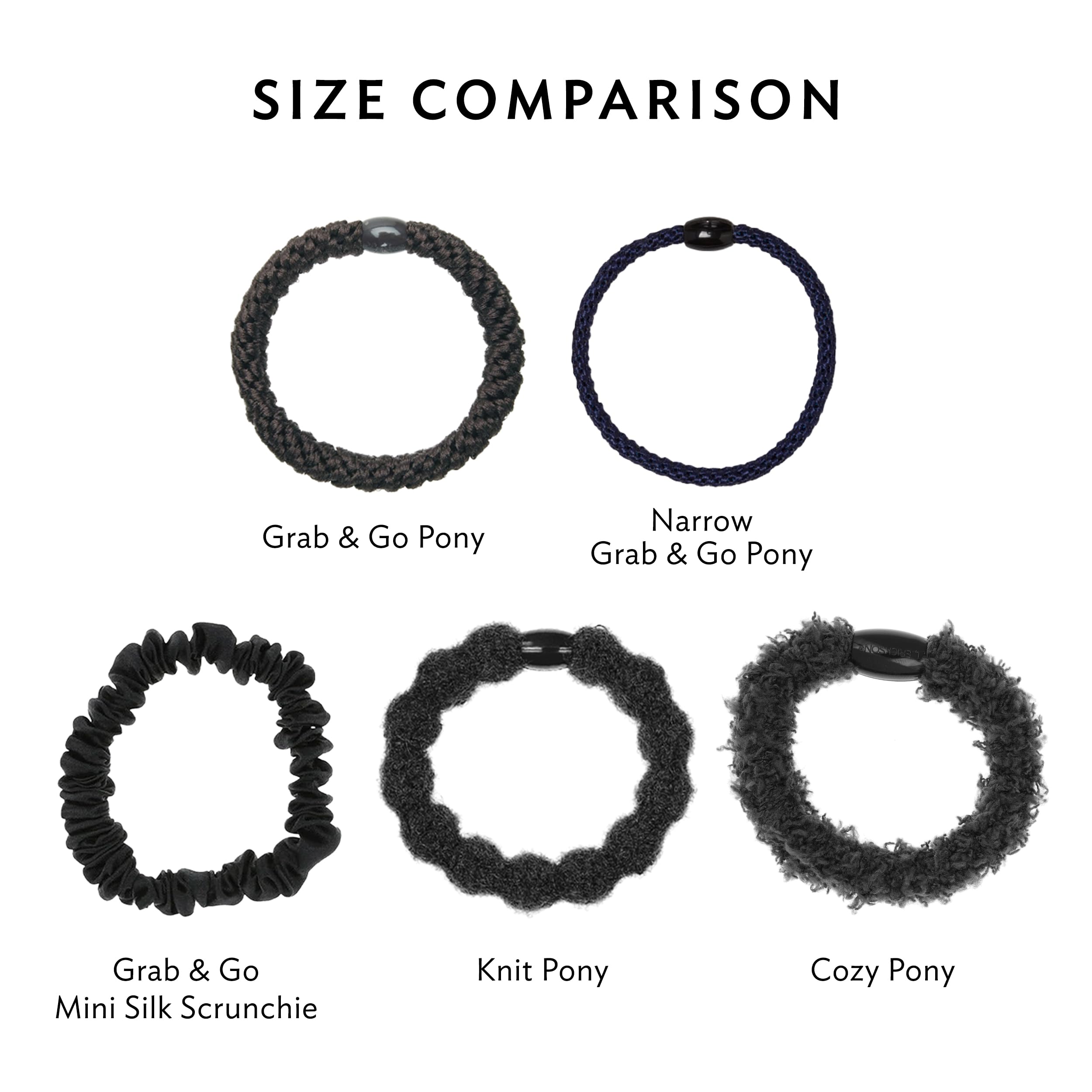 L. Erickson Brown & Black Hair Ties for Thick Hair – Grab & Go Pony Tube, 15 Pack