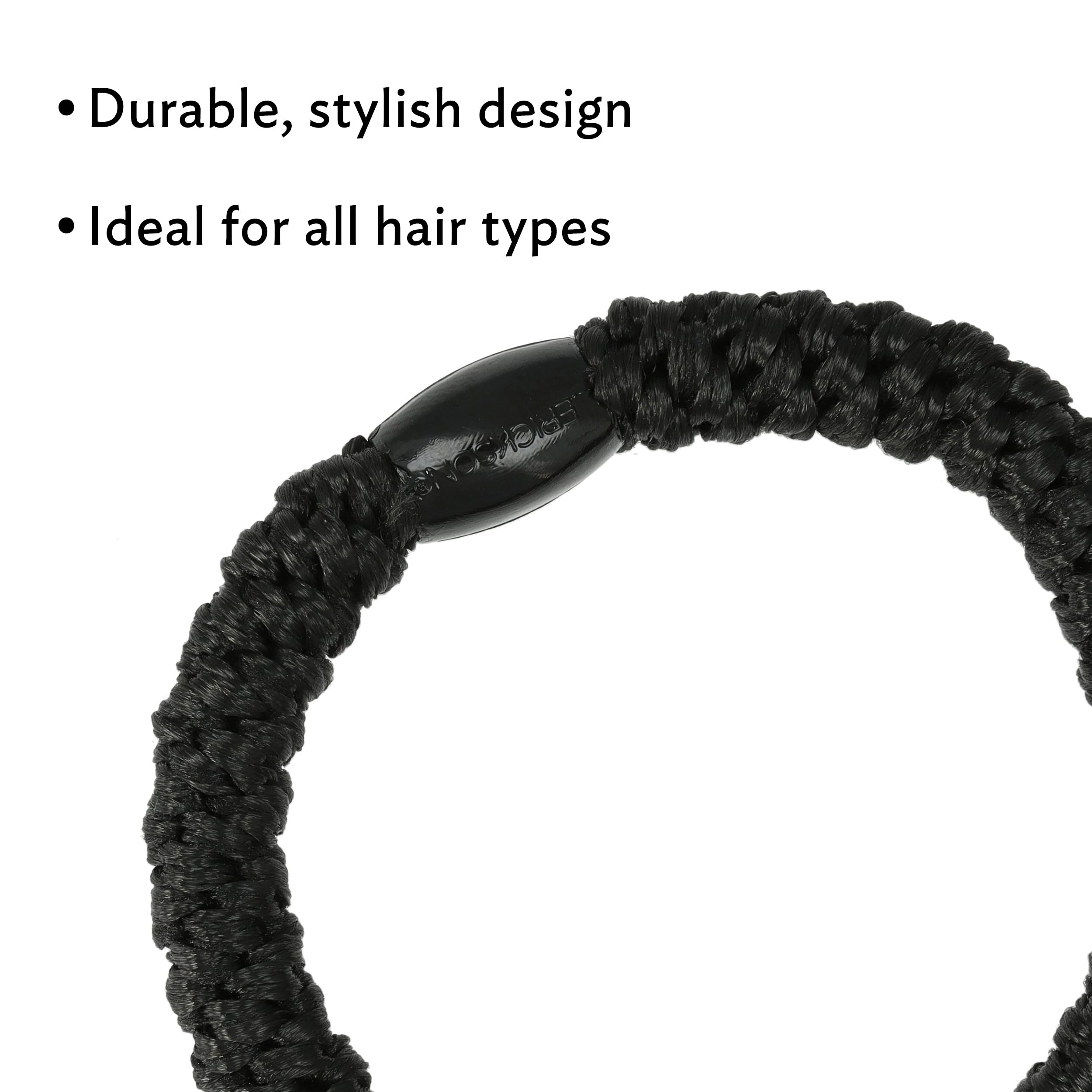 L. Erickson Brown & Black Hair Ties for Thick Hair – Grab & Go Pony Tube, 15 Pack