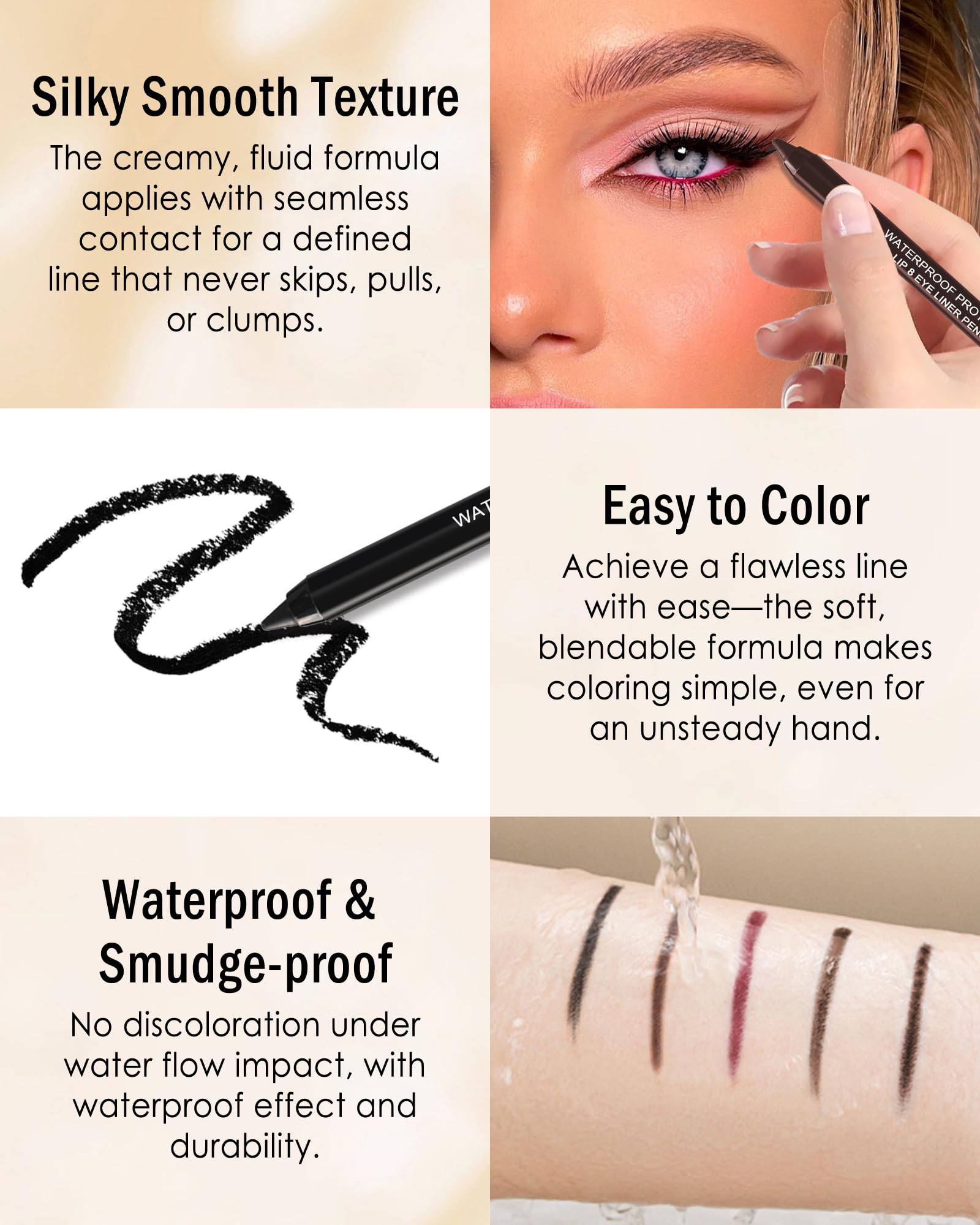 Lestpola 10 Pcs Gel Eyeliner Pencil Set – Waterproof Matte Liners with Sharpener