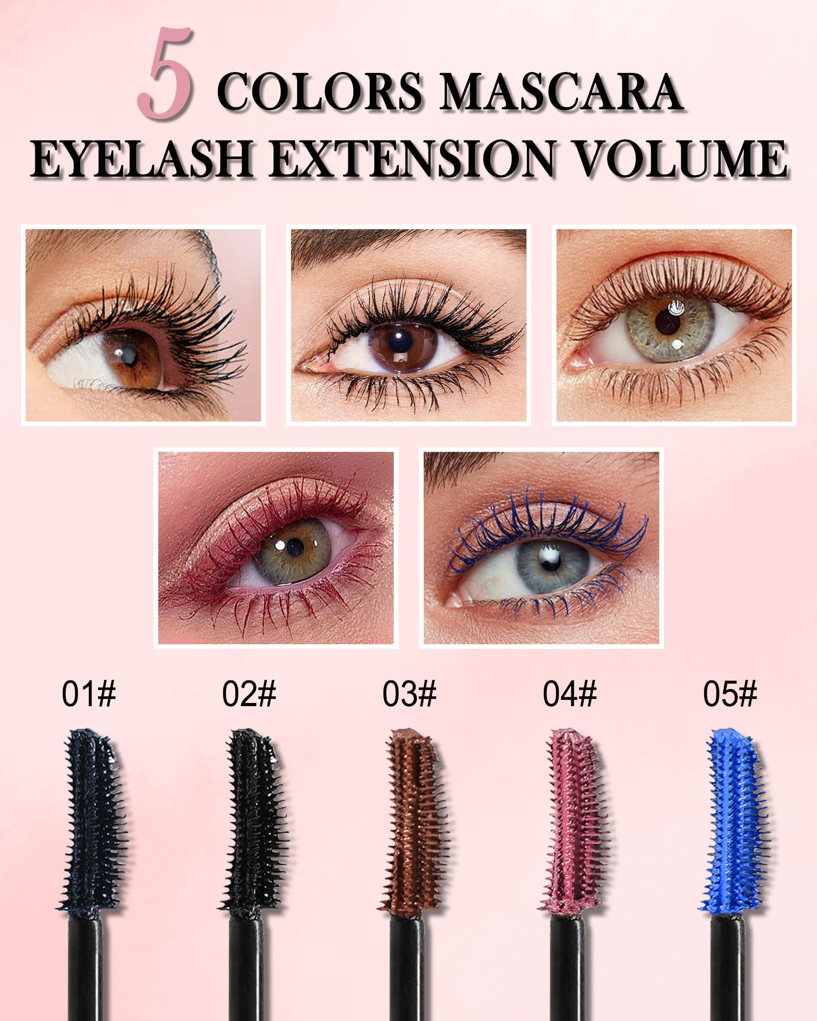Lestpola Grey Brown Waterproof Mascara – Dual-Sided Brush for Length & Volume