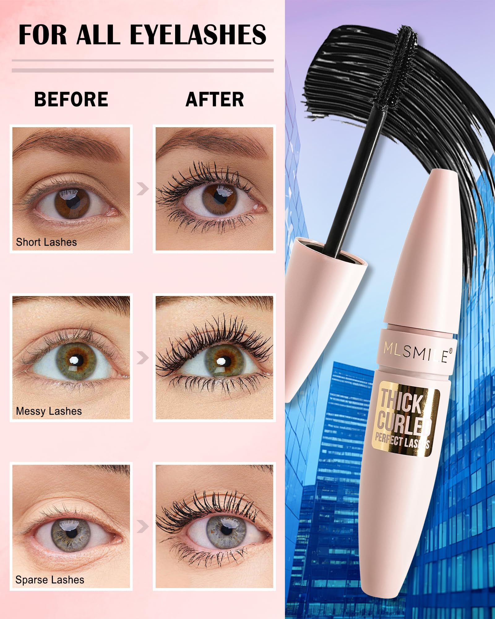 Lestpola Grey Brown Waterproof Mascara – Dual-Sided Brush for Length & Volume
