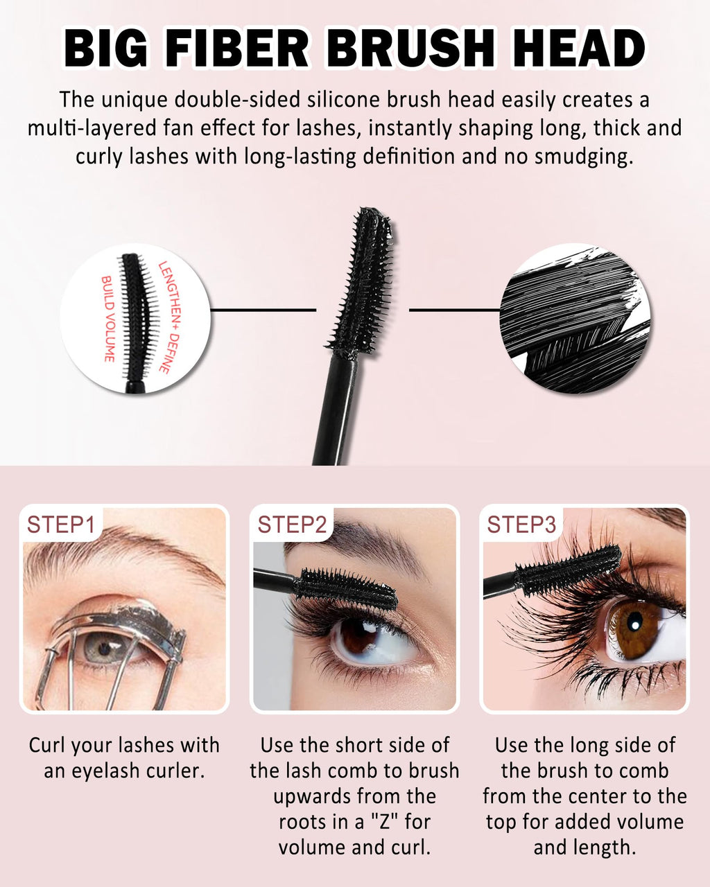 Lestpola Grey Brown Waterproof Mascara – Dual-Sided Brush for Length & Volume