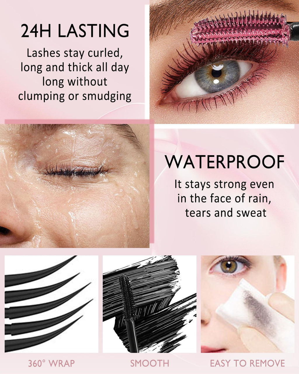 Lestpola Grey Brown Waterproof Mascara – Dual-Sided Brush for Length & Volume