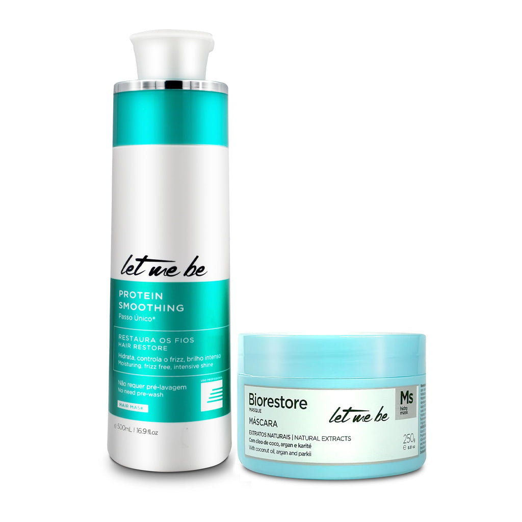 Let Me Be Smoothing Protein 500ml + Biorestore Mask 250g – One-Step Brazilian Keratin System for Frizz Control & Deep Hydration