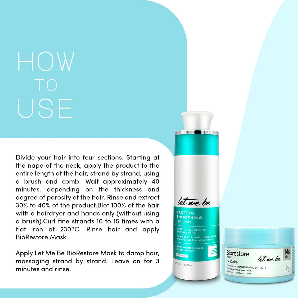 Let Me Be Smoothing Protein 500ml + Biorestore Mask 250g – One-Step Brazilian Keratin System for Frizz Control & Deep Hydration