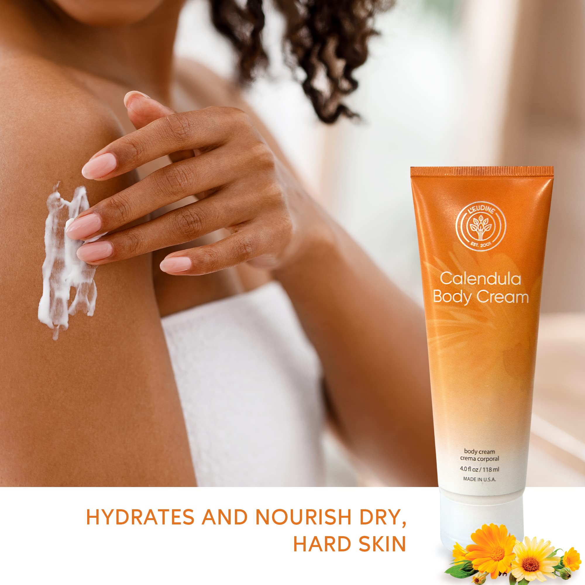 L’EUDINE Calendula Cream – Calming Body Moisturizer for Skin Repair | 4 fl oz