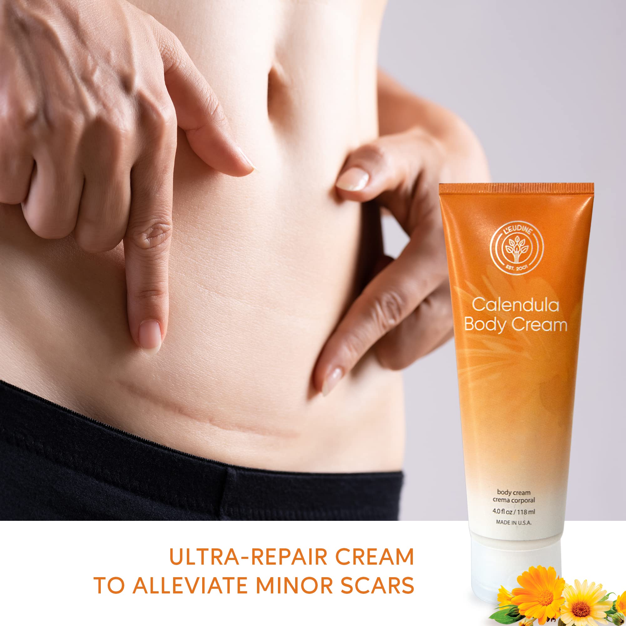 L’EUDINE Calendula Cream – Calming Body Moisturizer for Skin Repair | 4 fl oz