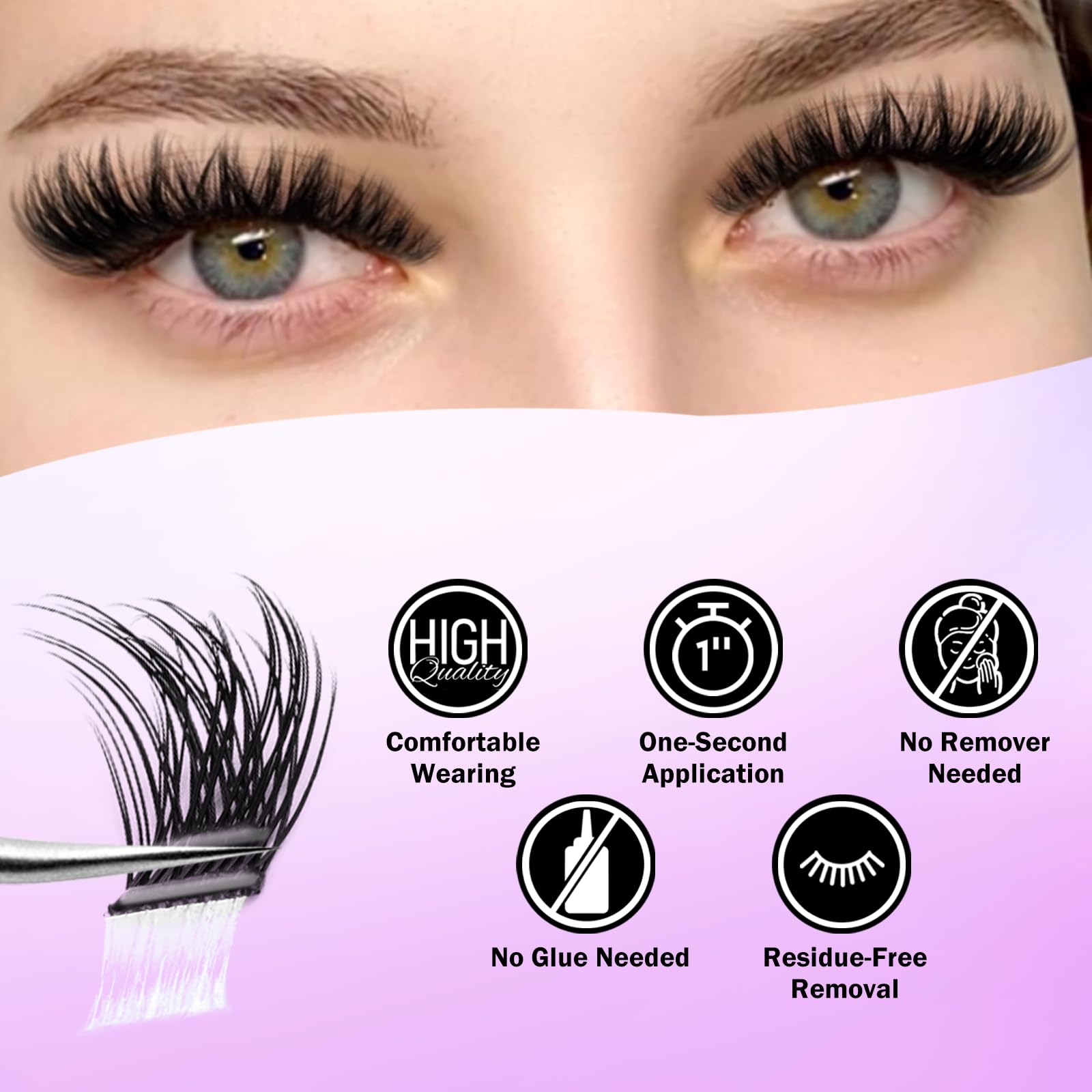 Leurforu Self-Adhesive Eyelash Clusters Kit – 240 Pcs, No Glue Needed