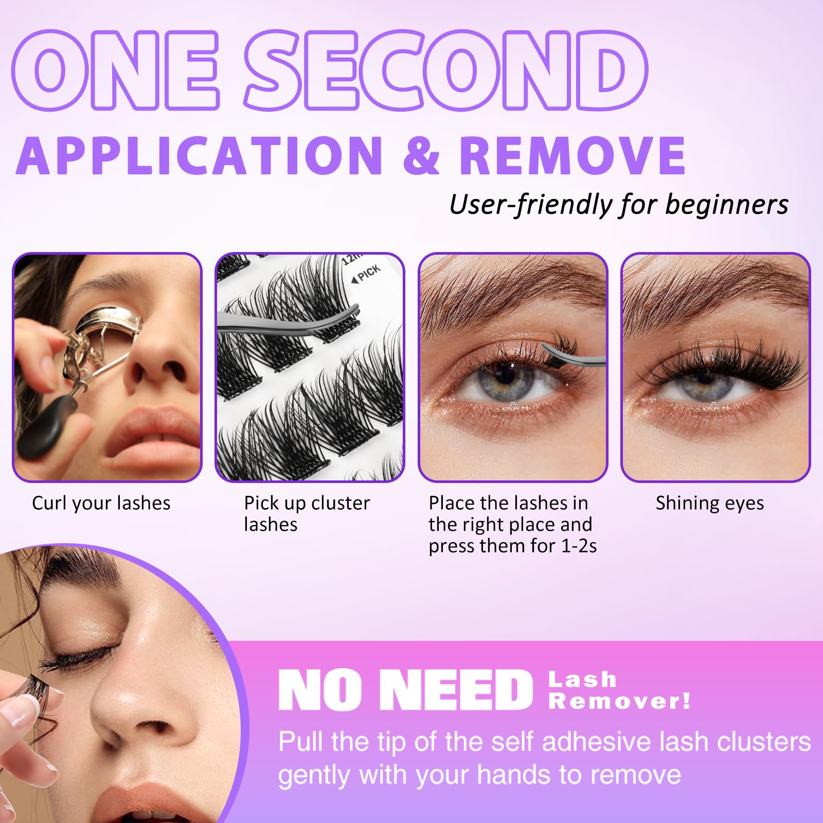 Leurforu Self-Adhesive Eyelash Clusters Kit – 240 Pcs, No Glue Needed