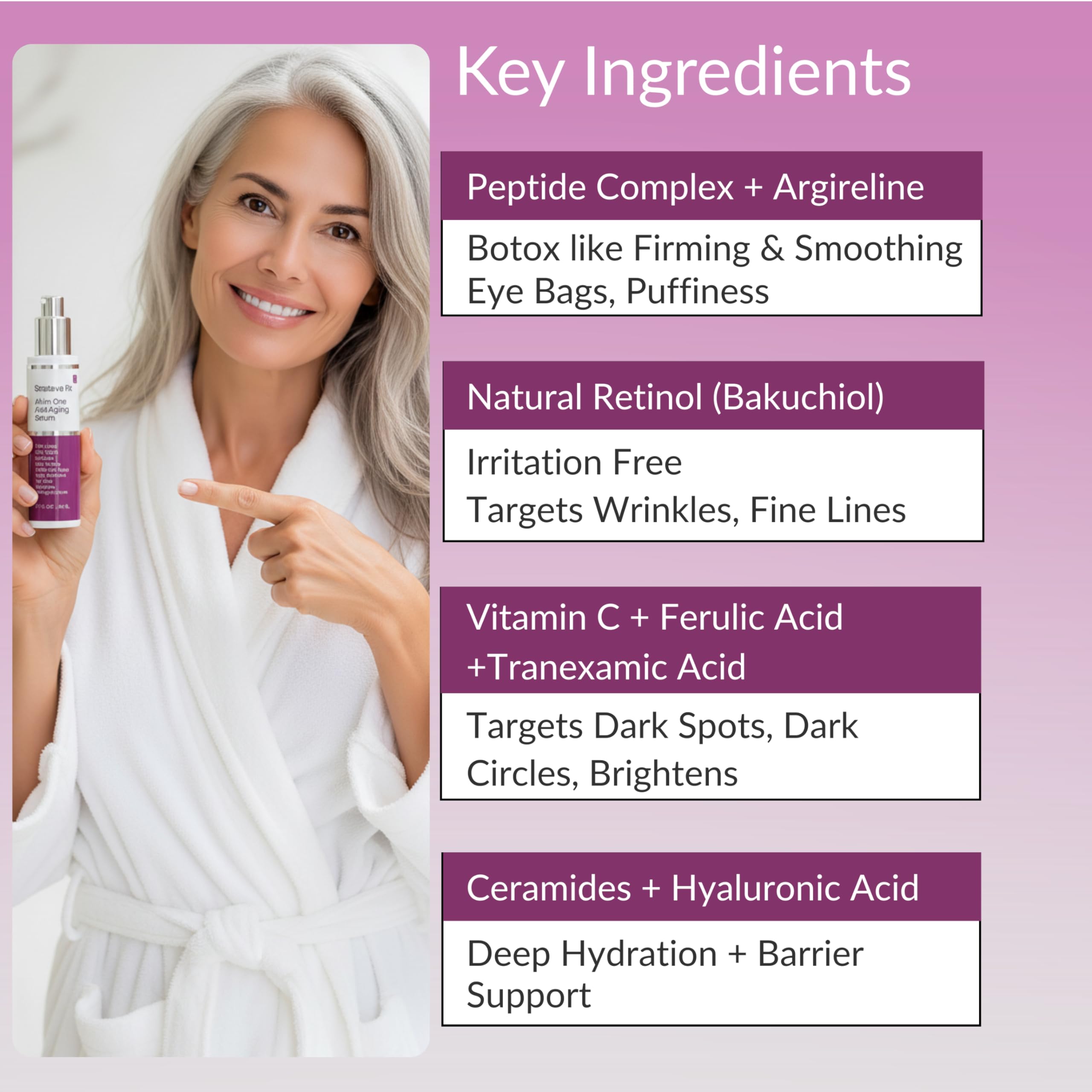 LeVaye Strateva RX Advanced Anti-Aging Serum – Vitamin C, Niacinamide, Natural Retinol, Hyaluronic Acid & Peptides