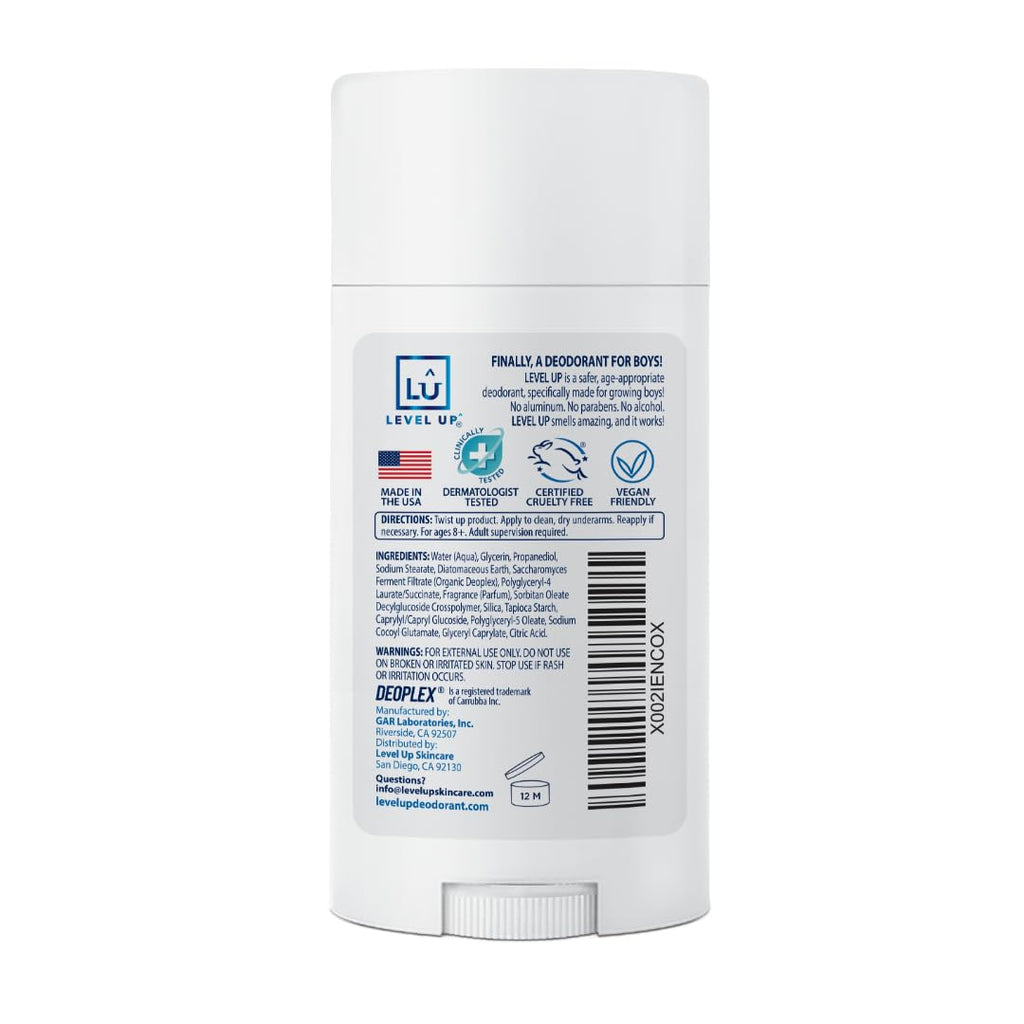 Level Up Boys Deodorant – Aluminum-Free, 24 Hr Odor Protection, Made in the USA