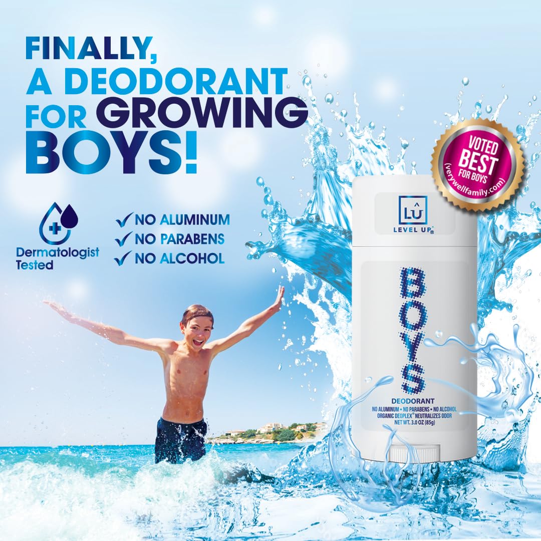 Level Up Boys Deodorant – Aluminum-Free, 24 Hr Odor Protection, Made in the USA