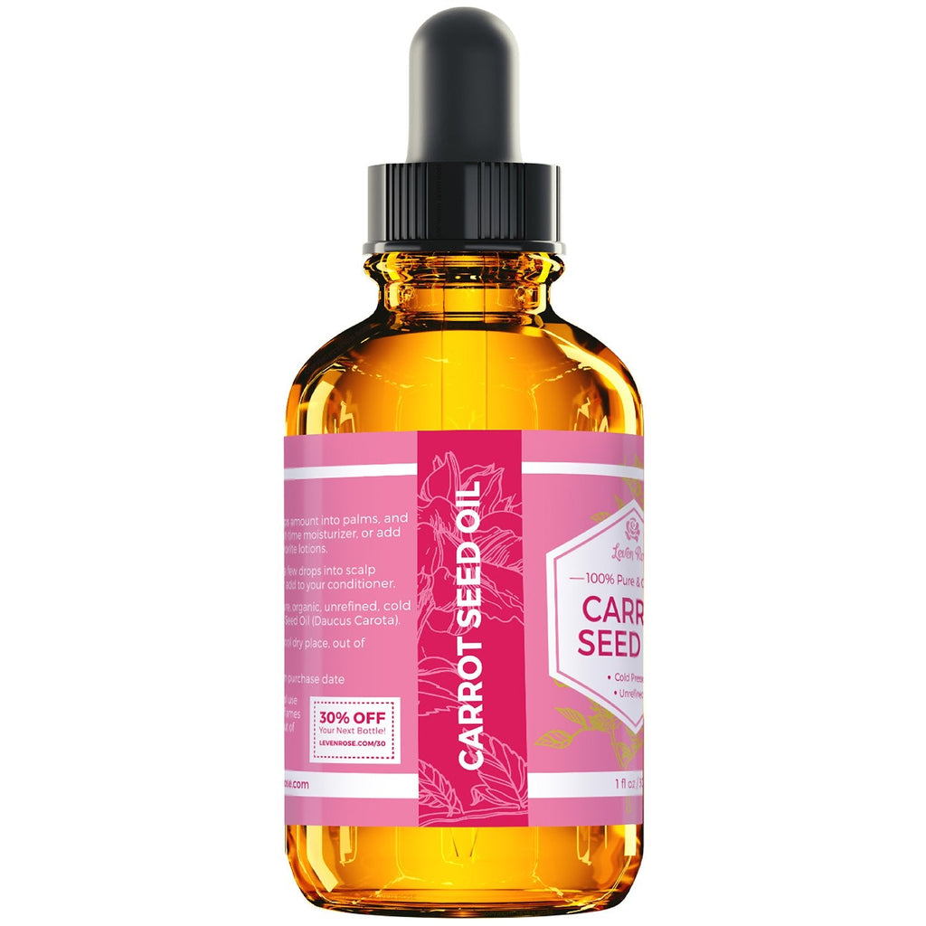 Leven Rose Carrot Seed Oil – Pure Unrefined Cold-Pressed Moisturizer for Hair, Skin & Nails (1 oz)