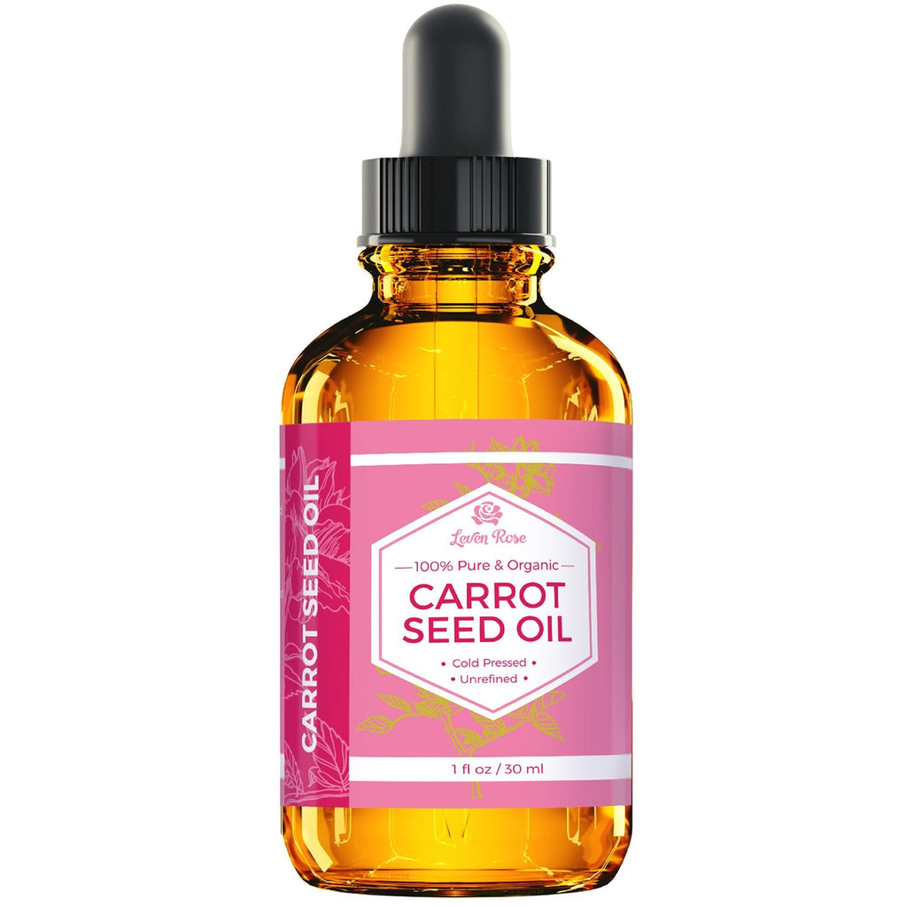 Leven Rose Carrot Seed Oil – Pure Unrefined Cold-Pressed Moisturizer for Hair, Skin & Nails (1 oz)