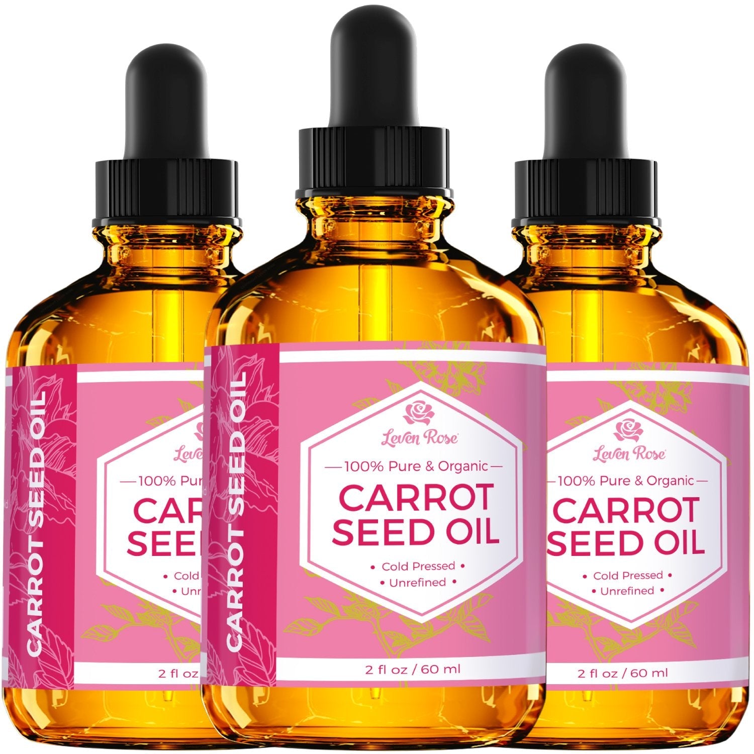 Leven Rose Carrot Seed Oil – 100% Pure Cold-Pressed Oil, 2 oz