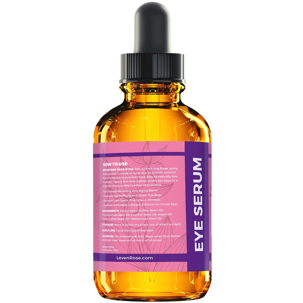 Leven Rose Coffee Oil Caffeine Serum for Eyes – Organic Under-Eye Serum