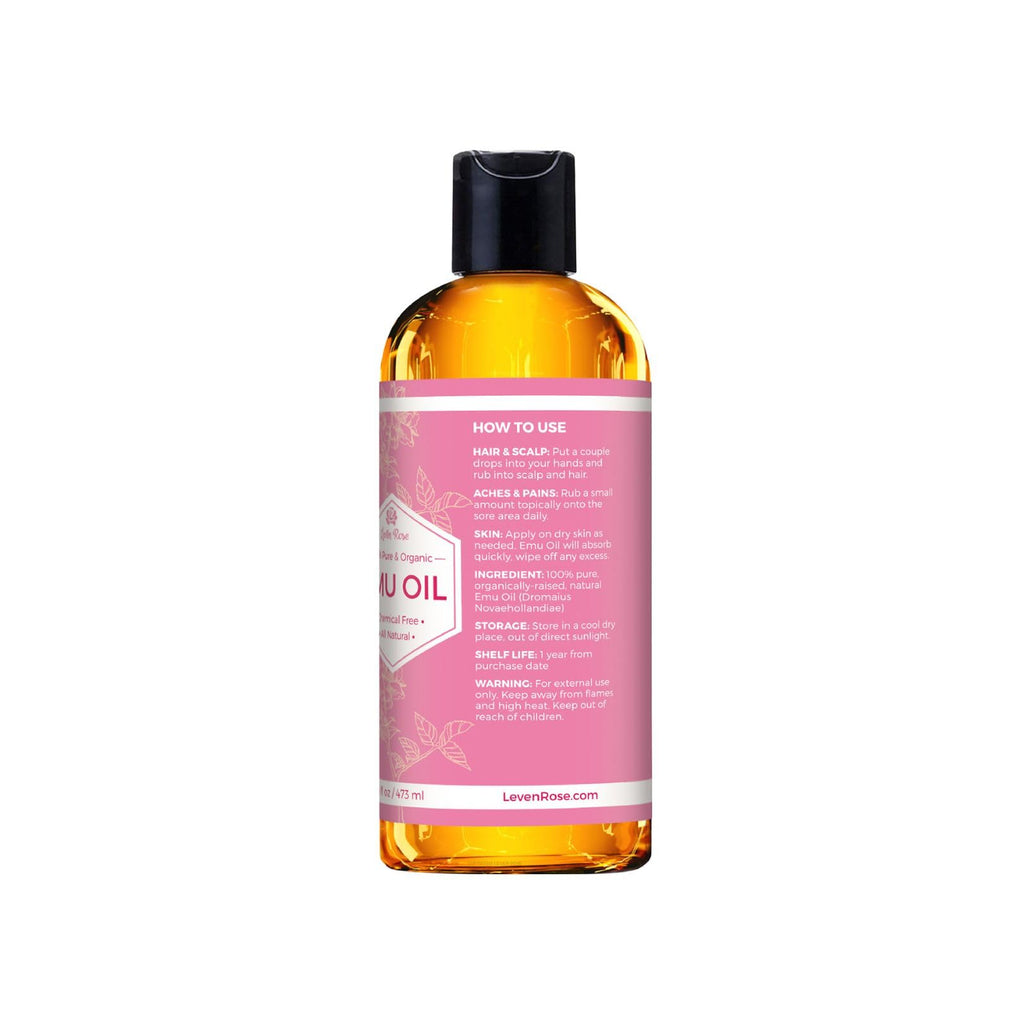 Leven Rose Emu Oil 100% Pure – 16 oz Natural Scar Minimizer & Anti‑Aging Moisturizer