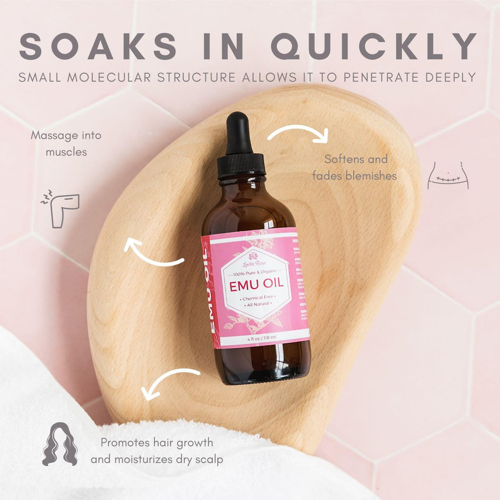 Leven Rose Emu Oil 100% Pure – 16 oz Natural Scar Minimizer & Anti‑Aging Moisturizer