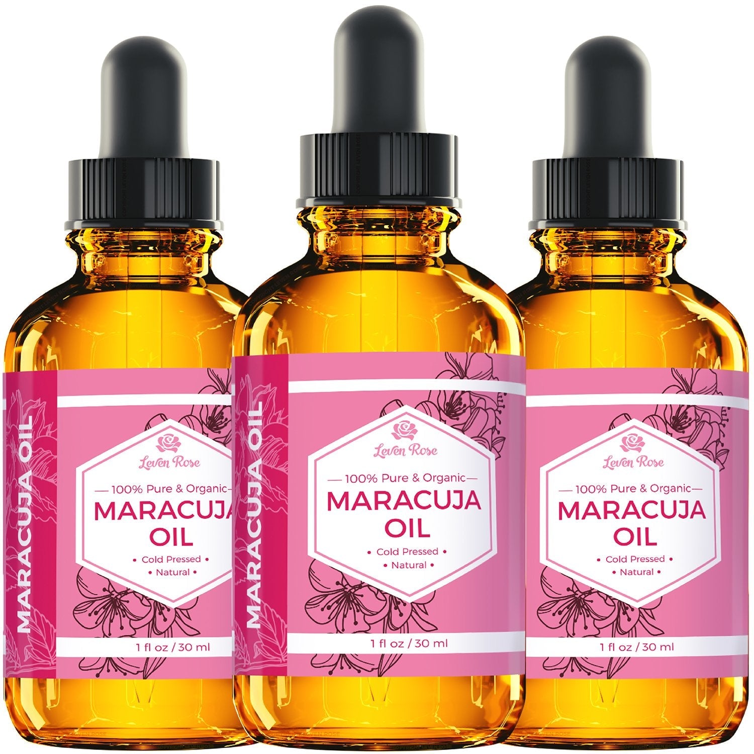 Leven Rose Maracuja Oil | 100% Pure Passion Fruit Seed Oil for Skin, Hair & Nails | 1 oz