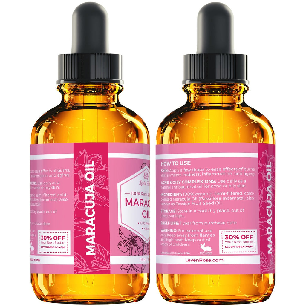 Leven Rose Maracuja Oil | 100% Pure Passion Fruit Seed Oil for Skin, Hair & Nails | 1 oz