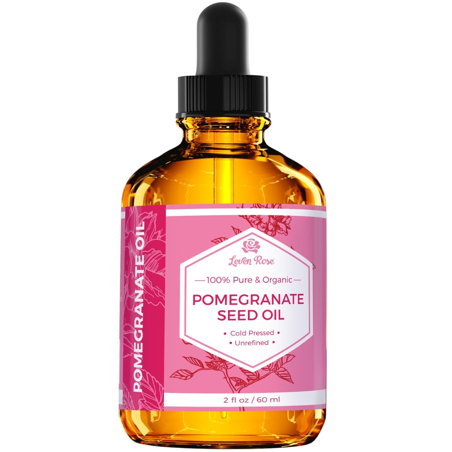 Leven Rose Pomegranate Seed Oil – 100% Pure, Cold-Pressed Moisturizer for Hair, Skin & Nails (2 oz)