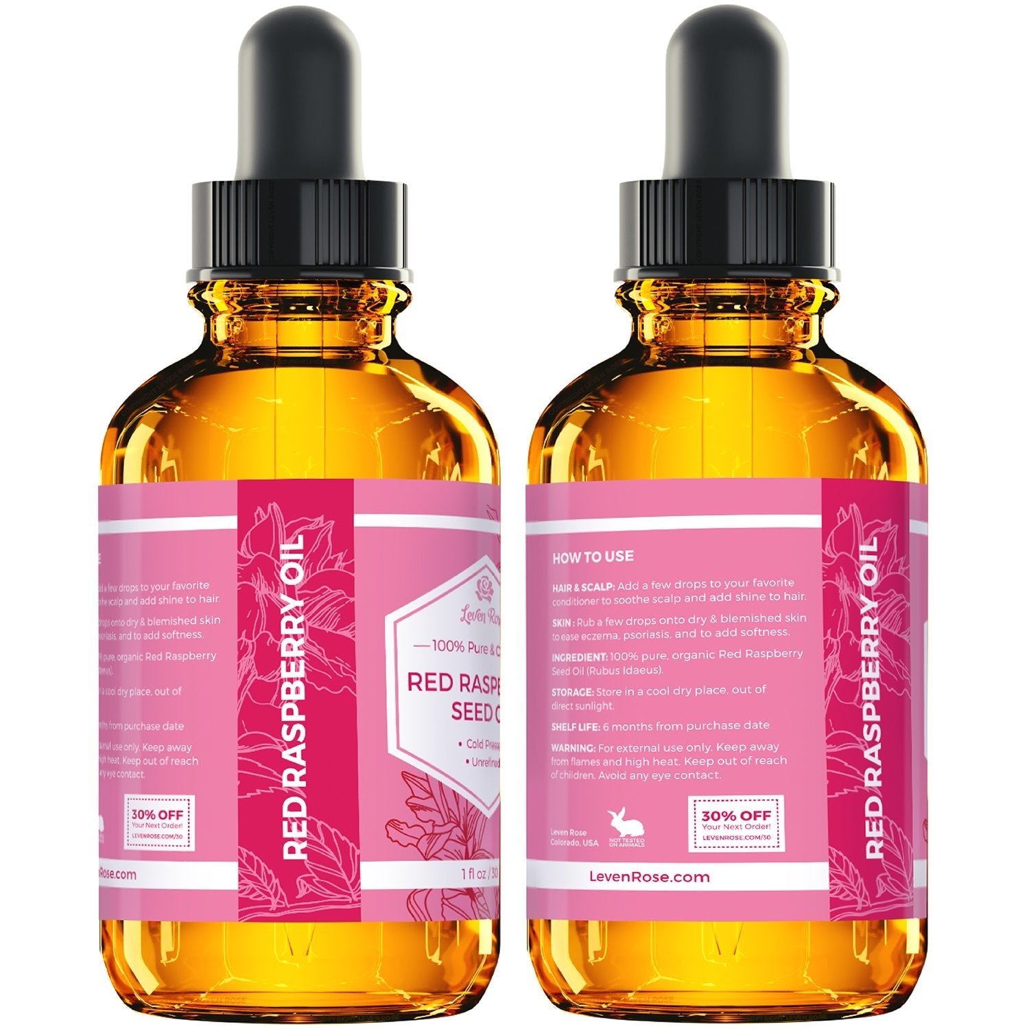 Leven Rose Red Raspberry Seed Oil Organic 1 oz – Antioxidant Skin Oil