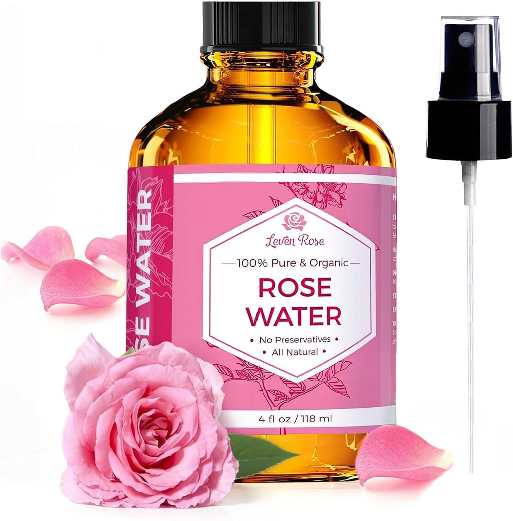 Leven Rose Rose Water Spray – Pure Moroccan Rosewater Hydrosol, 4 oz