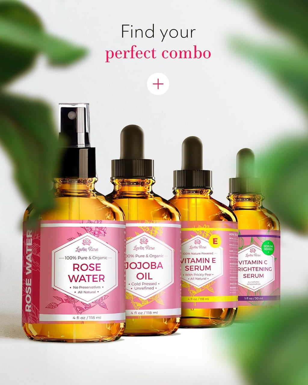 Leven Rose Rose Water Spray – Pure Moroccan Rosewater Hydrosol, 4 oz