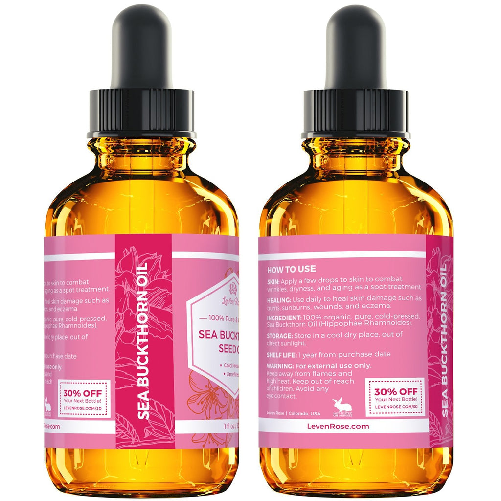 Leven Rose Sea Buckthorn Oil – 100% Pure Unrefined Cold-Pressed (1 oz)