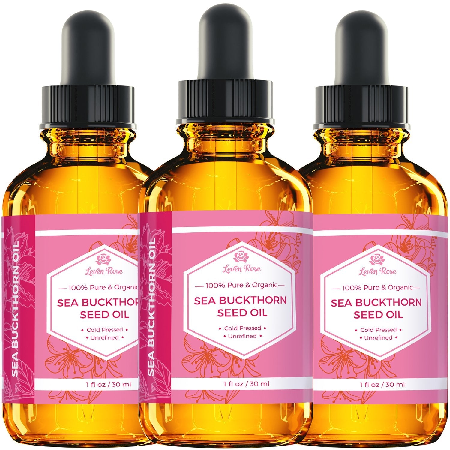 Leven Rose Sea Buckthorn Oil – 100% Pure Unrefined Cold-Pressed (1 oz)