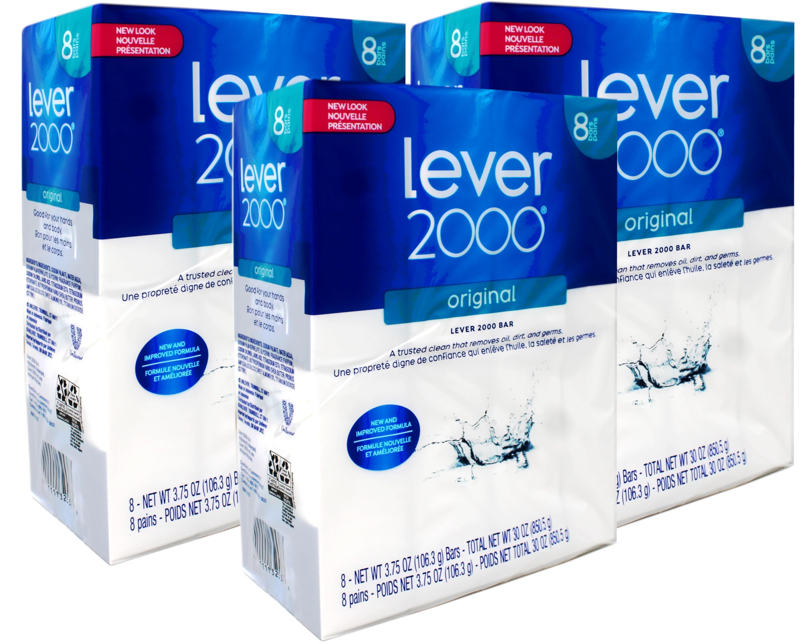 Lever 2000 Original Bar Soap – New Formula, 8 Bars per Pack, Pack of 3