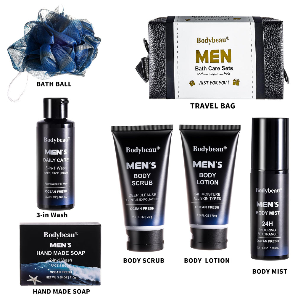Le Vital Men's Grooming Kit - 7-Piece Luxury Bath & Body Gift Set