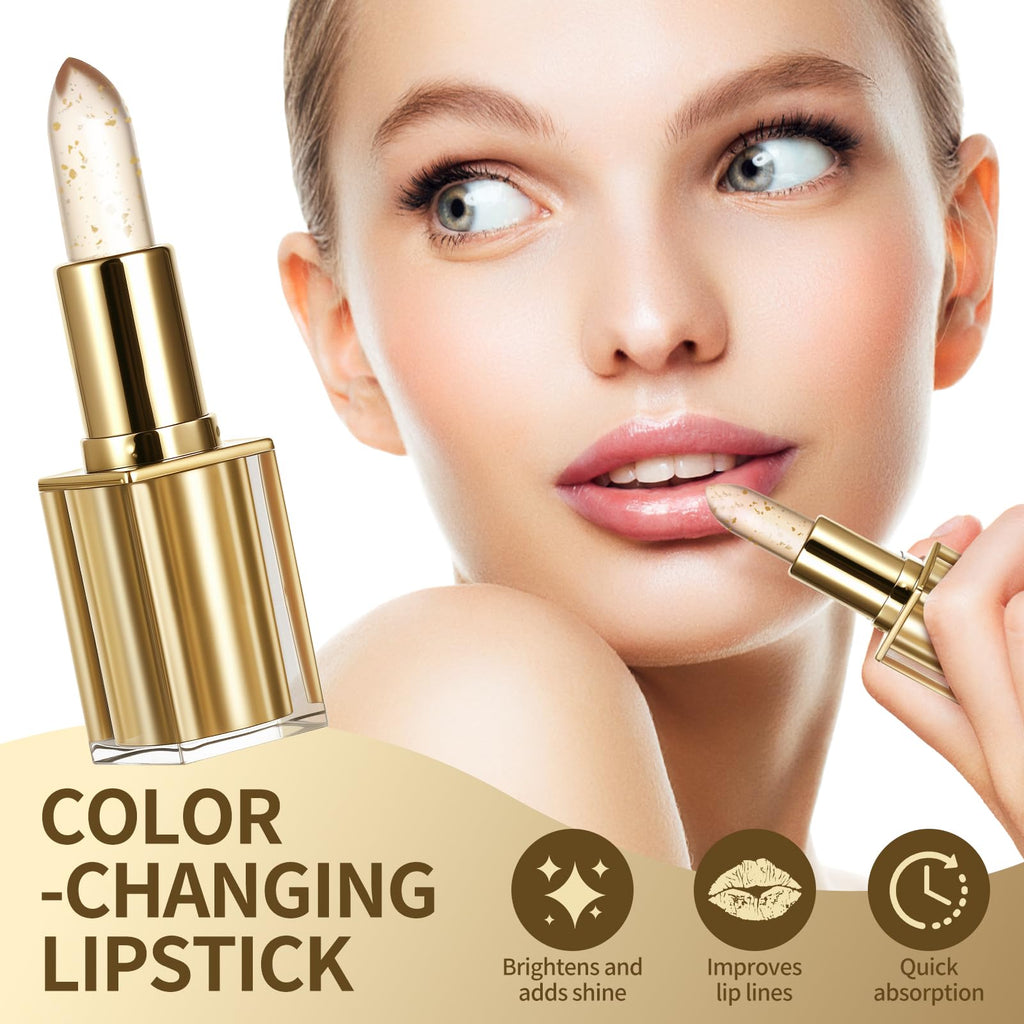 Levora Color Changing Lipstick & Golden Crystal pH Lip Balm (2 Pack) – Moisturizing Shine
