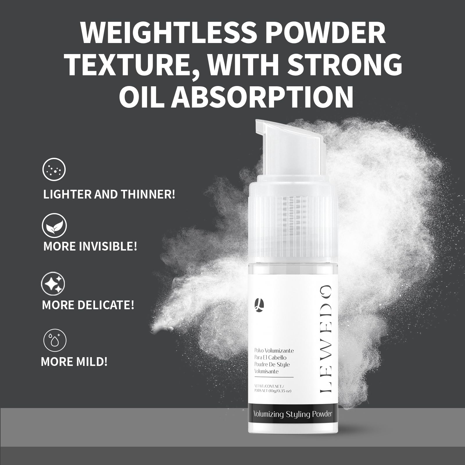 Lewedo Volumizing Styling Powder – 10g Spray + 20g Bottle Set | Natural Volume & Matte Finish