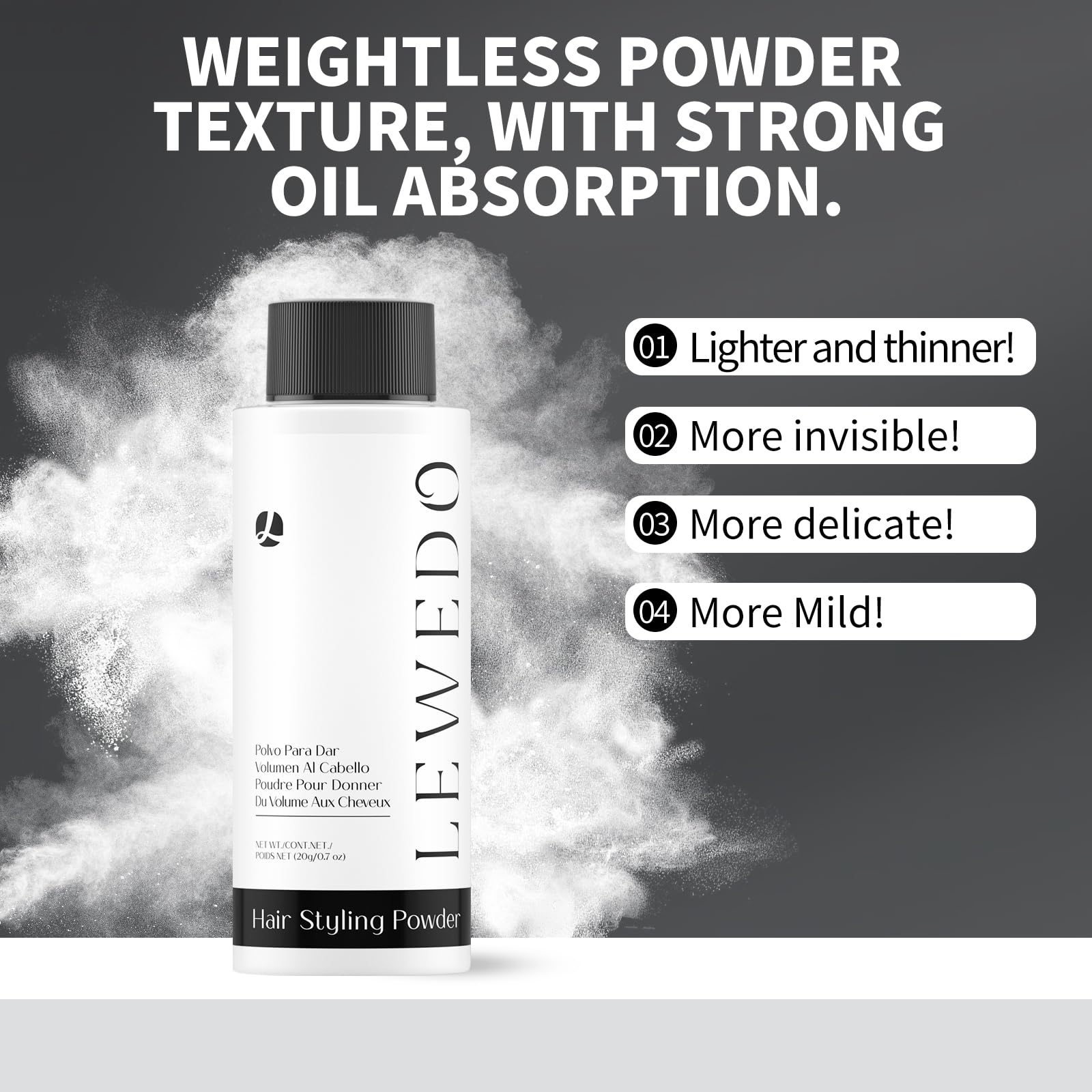 Lewedo Volumizing Styling Powder – 10g Spray + 20g Bottle Set | Natural Volume & Matte Finish