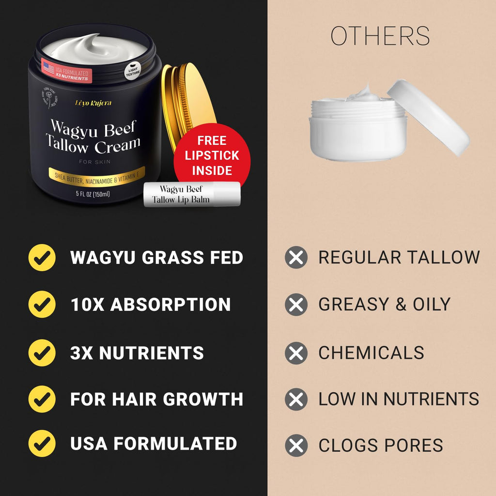 Lèyo Rujera Wagyu Beef Tallow Moisturizer 5oz – Non-Greasy Skin & Hair Hydration
